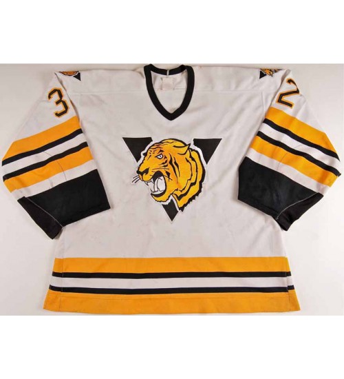 Custom QMJHL Victoriaville Tigres 1995 97 Mathieu Garon Hockey Jersey Home White